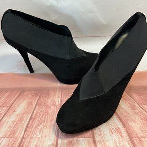 Stuart Weitzman Black Suede Platform Ankle Stretch Booties Size 9.5 Platform